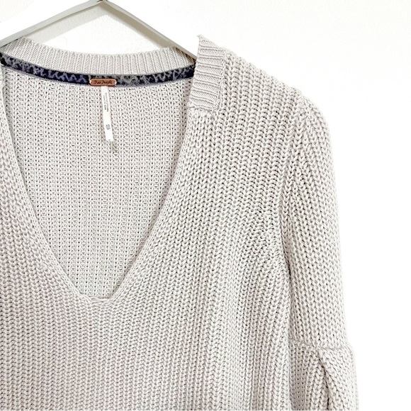 BOGO! Free People Damsel Cropped Cotton Bell Sleeve Pullover Knit Sweater - Picture 4 of 10